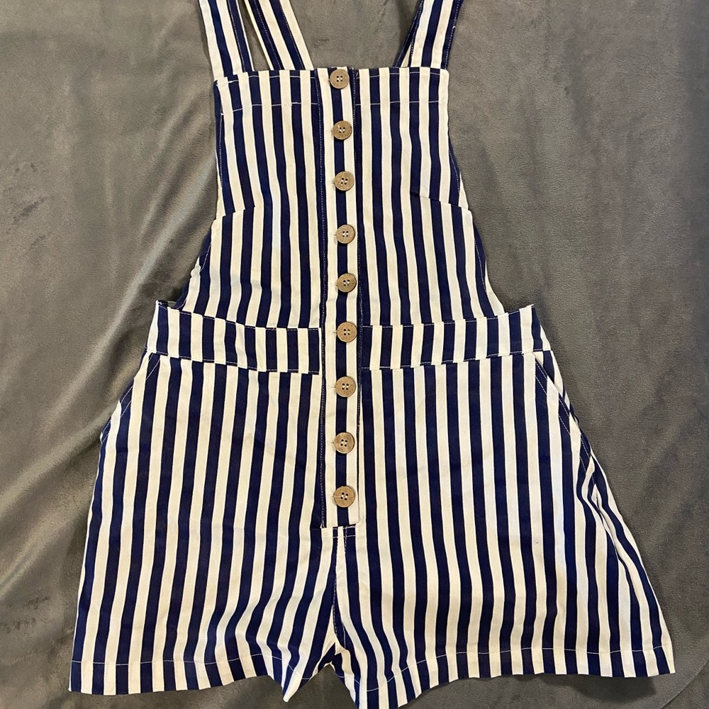 Favlux blue and White strips romper size Medium